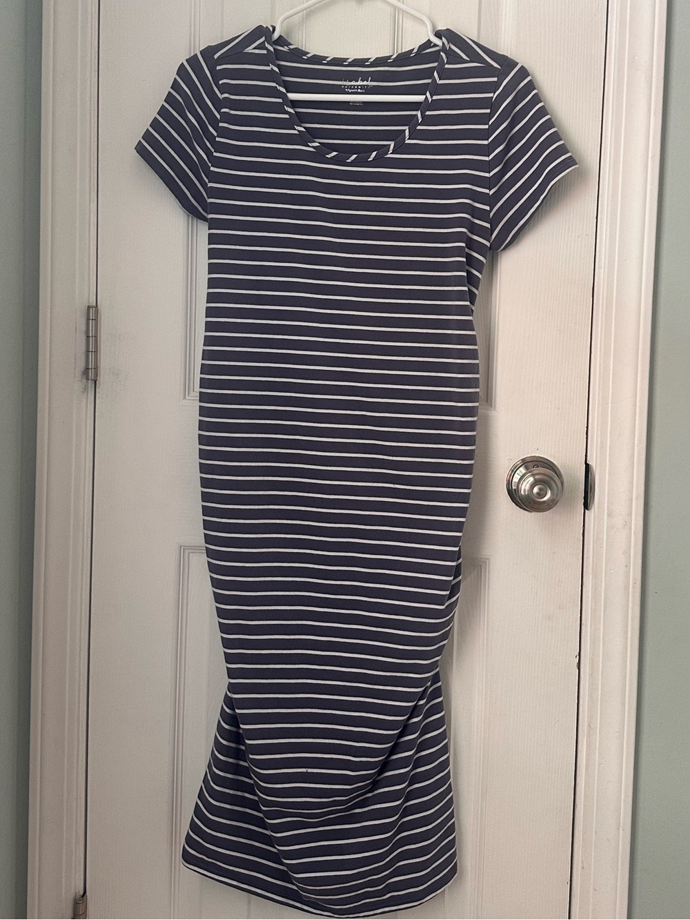 Isabel Maternity by Ingrid & Isabel Navy & White Striped Midi Tee Dress